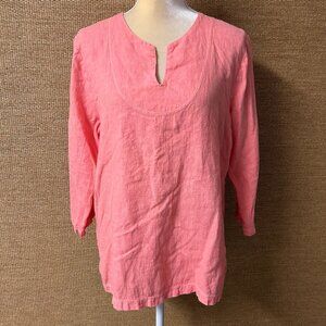 Hot Cotton by Marc Ware Tunic Top Womens Medium Coral 100% Linen